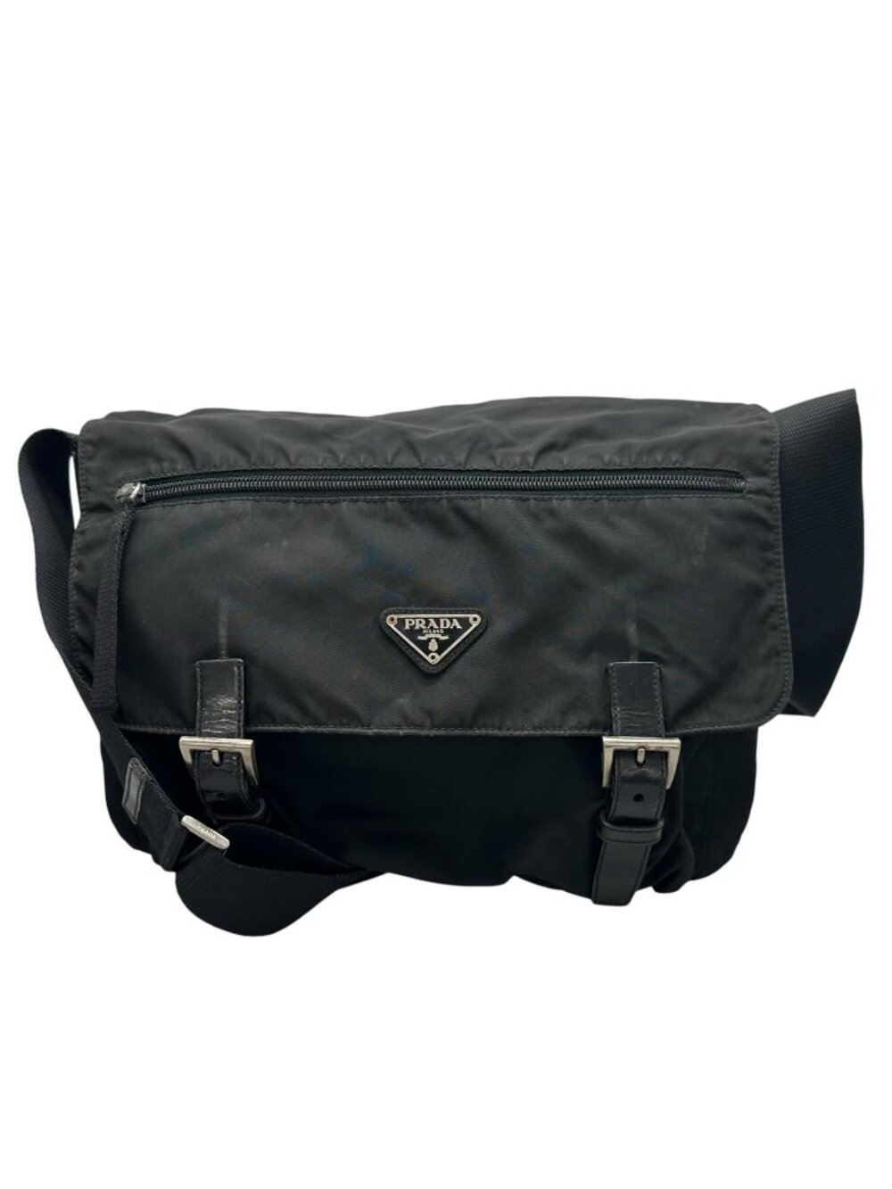 Prada Triangle Logo Shoulder Bag Nylon Black